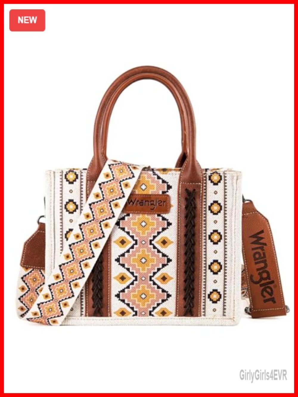 Woven Aztec Hobo Tote with Guitar Strap Canvas